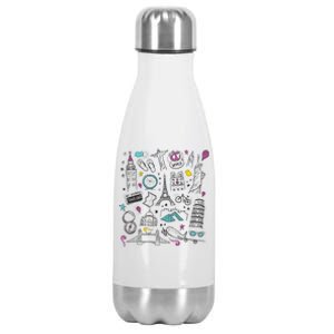 Travel The World Cute Stainless Steel Insulated Water Bottle