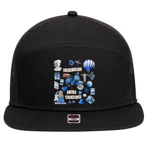 Travel The World Tourist 7 Panel Mesh Trucker Snapback Hat