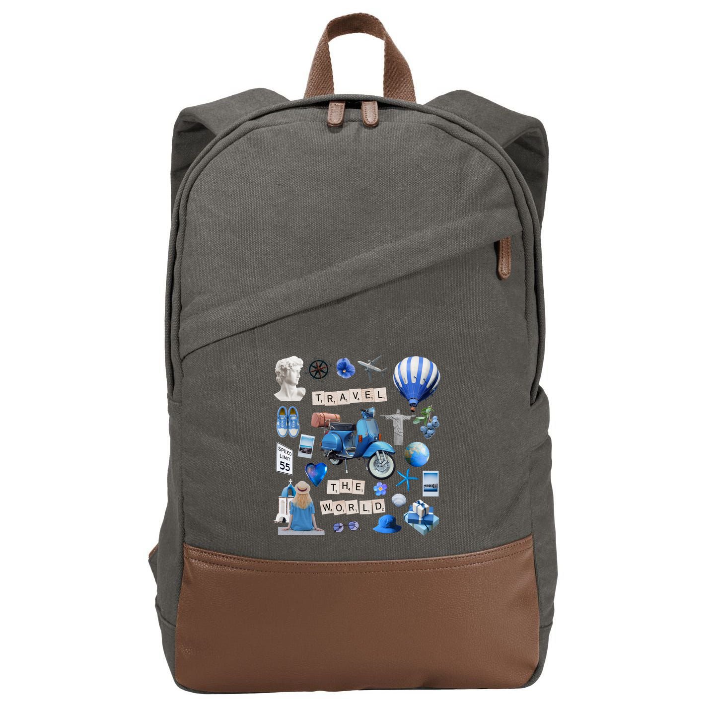Travel The World Tourist Cotton Canvas Backpack