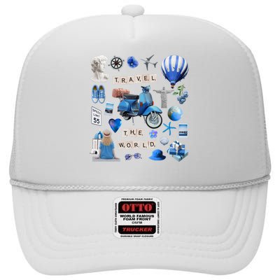 Travel The World Tourist High Crown Mesh Back Trucker Hat