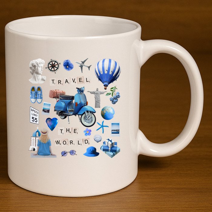 Travel The World Tourist 11oz C Handle Ceramic Mug