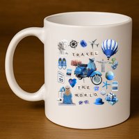 Travel The World Tourist 11oz C Handle Ceramic Mug