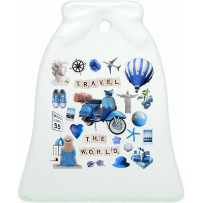 Travel The World Tourist Ceramic Bell Ornament