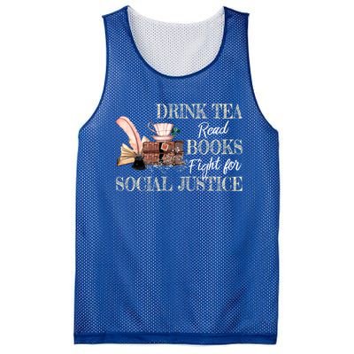 Tea Read Books Fight For Social Justice Gift Mesh Reversible Basketball Jersey Tank