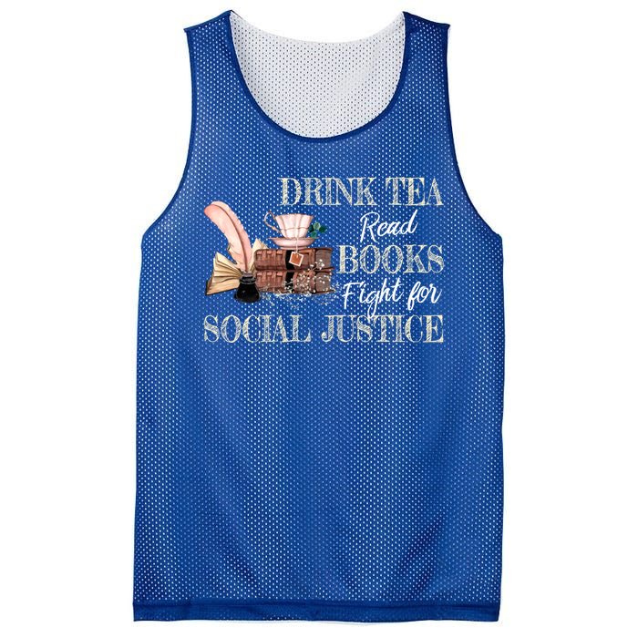 Tea Read Books Fight For Social Justice Gift Mesh Reversible Basketball Jersey Tank