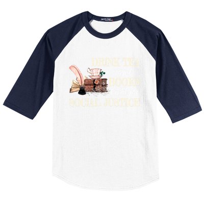 Tea Read Books Fight For Social Justice Gift Baseball Sleeve Shirt