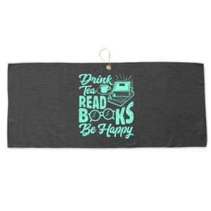 Tea Read Books Be Happy Cute Bookaholic Bookworm Meaningful Gift Large Microfiber Waffle Golf Towel