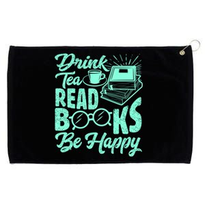 Tea Read Books Be Happy Cute Bookaholic Bookworm Meaningful Gift Grommeted Golf Towel