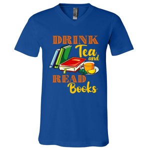 Tea Read Books Be Happy Cute Bookaholic Bookworm Gift V-Neck T-Shirt