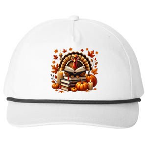 Turkey Reading Books Fall Thanksgiving Teacher Book Lovers Snapback Five-Panel Rope Hat