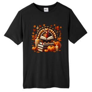 Turkey Reading Books Fall Thanksgiving Teacher Book Lovers Tall Fusion ChromaSoft Performance T-Shirt