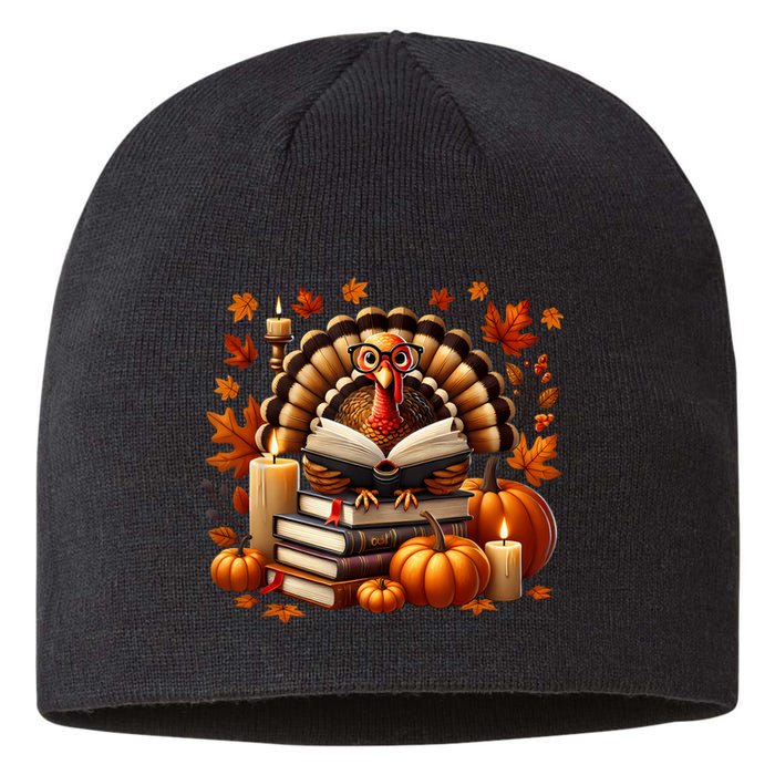 Turkey Reading Books Fall Thanksgiving Teacher Book Lovers Sustainable Beanie