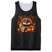 Turkey Reading Books Fall Thanksgiving Teacher Book Lovers Mesh Reversible Basketball Jersey Tank