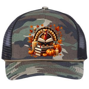 Turkey Reading Books Fall Thanksgiving Teacher Book Lovers Retro Rope Trucker Hat Cap