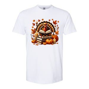 Turkey Reading Books Fall Thanksgiving Teacher Book Lovers Softstyle CVC T-Shirt