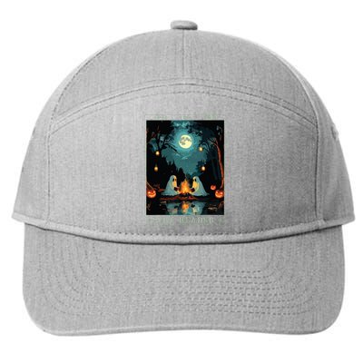 The Reader Bookish Cute Spooky Ghost Reading Book Tarot Card 7-Panel Snapback Hat