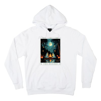 The Reader Bookish Cute Spooky Ghost Reading Book Tarot Card Hoodie