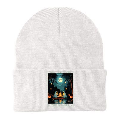 The Reader Bookish Cute Spooky Ghost Reading Book Tarot Card Knit Cap Winter Beanie