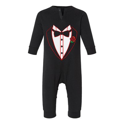 Tuxedo Red Bow Tie Costume Valentine's Day Gifts Infant Fleece One Piece