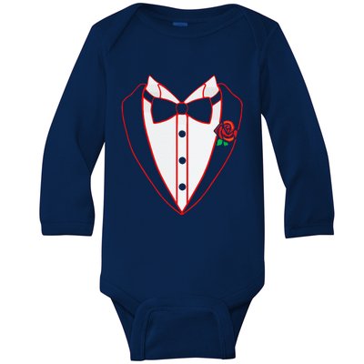 Tuxedo Red Bow Tie Costume Valentine's Day Gifts Baby Long Sleeve Bodysuit