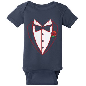 Tuxedo Red Bow Tie Costume Valentine's Day Gifts Baby Bodysuit