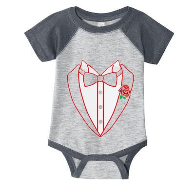 Tuxedo Red Bow Tie Costume Valentine's Day Gifts Infant Baby Jersey Bodysuit