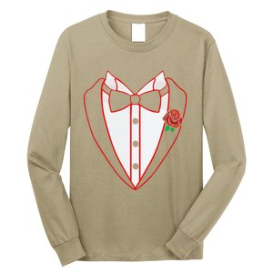 Tuxedo Red Bow Tie Costume Valentine's Day Gifts Long Sleeve Shirt