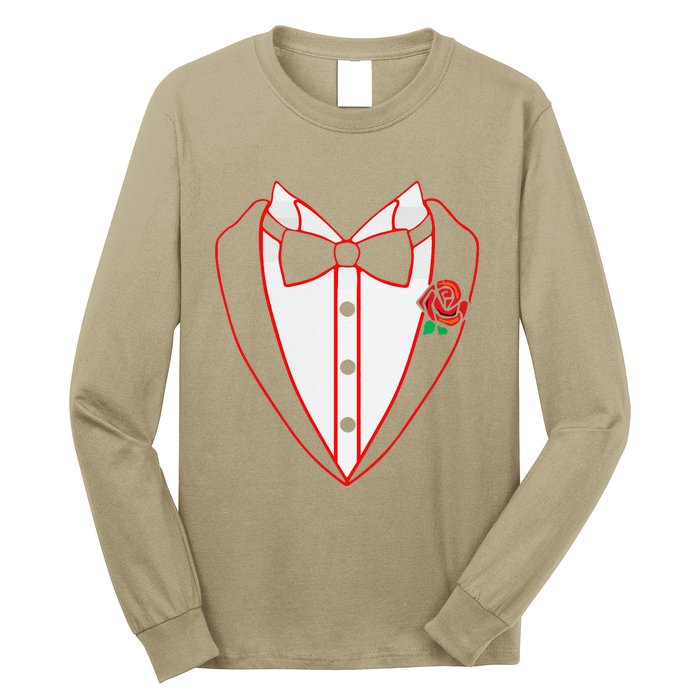 Tuxedo Red Bow Tie Costume Valentine's Day Gifts Long Sleeve Shirt