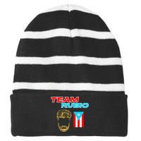 Team Rubio Baseball Puerto Rico Beisbol Los Nuestros Pride Striped Beanie with Solid Band