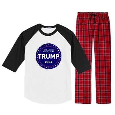 Trumps Reelection Badge 2024 Raglan Sleeve Pajama Set