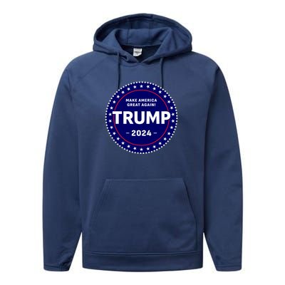 Trumps Reelection Badge 2024 Performance Fleece Hoodie