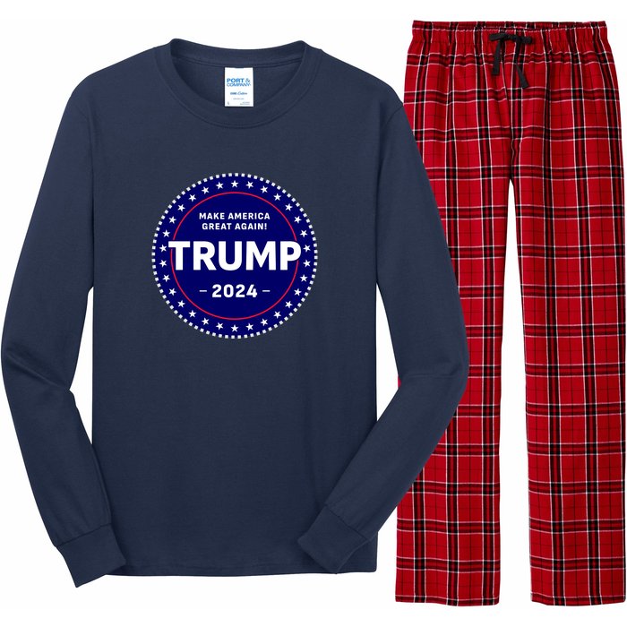 Trumps Reelection Badge 2024 Long Sleeve Pajama Set