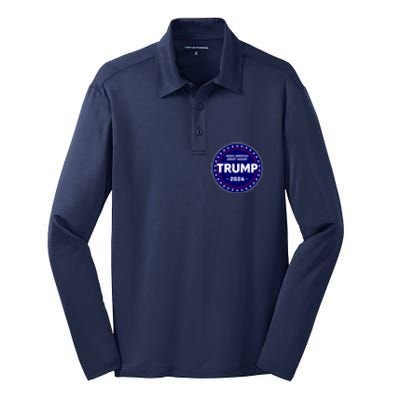 Trumps Reelection Badge 2024 Silk Touch Performance Long Sleeve Polo