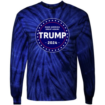 Trumps Reelection Badge 2024 Tie-Dye Long Sleeve Shirt