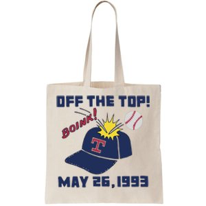 Texas Rangers Boink Off The Top May 26 1993 Tote Bag