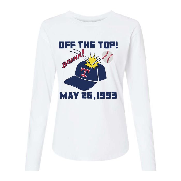 Texas Rangers Boink Off The Top May 26 1993 Womens Cotton Relaxed Long Sleeve T-Shirt