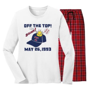 Texas Rangers Boink Off The Top May 26 1993 Women's Long Sleeve Flannel Pajama Set 