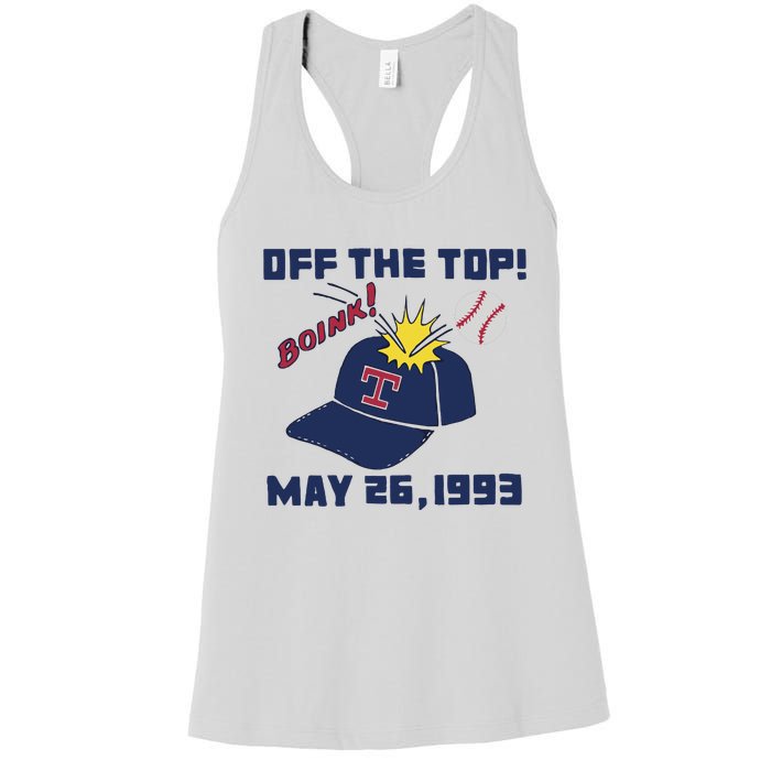 Texas Rangers Boink Off The Top May 26 1993 Women's Racerback Tank