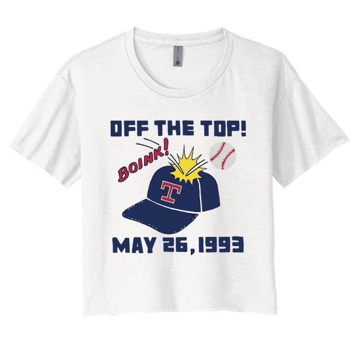 Texas Rangers Boink Off The Top May 26 1993 Women's Crop Top Tee