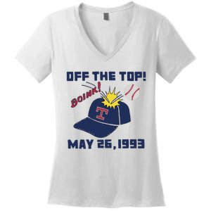 Texas Rangers Boink Off The Top May 26 1993 Women's V-Neck T-Shirt