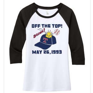 Texas Rangers Boink Off The Top May 26 1993 Women's Tri-Blend 3/4-Sleeve Raglan Shirt