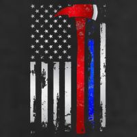 Thin Red Blue line American Flag Axe gift Firefighter Police 7 Panel Mesh Trucker Snapback Hat