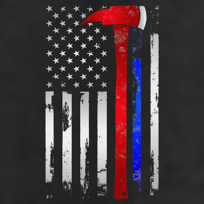 Thin Red Blue line American Flag Axe gift Firefighter Police 7 Panel Mesh Trucker Snapback Hat