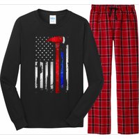 Thin Red Blue line American Flag Axe gift Firefighter Police Long Sleeve Pajama Set