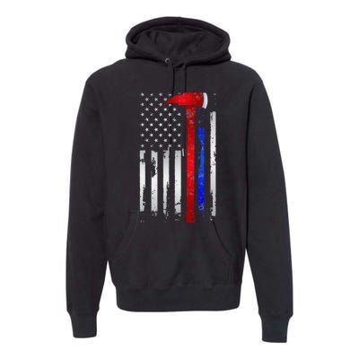 Thin Red Blue line American Flag Axe gift Firefighter Police Premium Hoodie