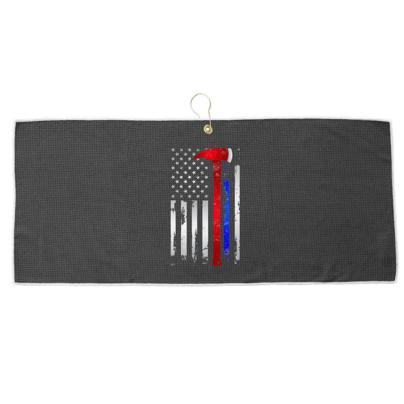 Thin Red Blue line American Flag Axe gift Firefighter Police Large Microfiber Waffle Golf Towel
