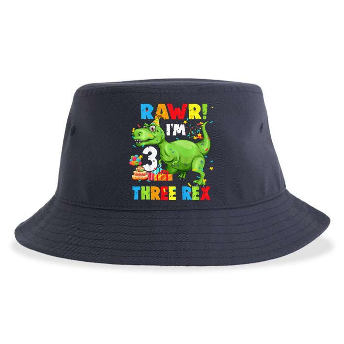 Three Rex Birthday Party Outfit Dinosaur 3 Year Old Boy Sustainable Bucket Hat