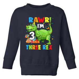 Three Rex Birthday Party Outfit Dinosaur 3 Year Old Boy Toddler Sweatshirt