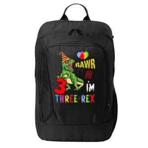 Three Rex Birthday Party Outfit Dinosaur 3 Year Old Boy Girl City Backpack