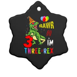 Three Rex Birthday Party Outfit Dinosaur 3 Year Old Boy Girl Ceramic Star Ornament